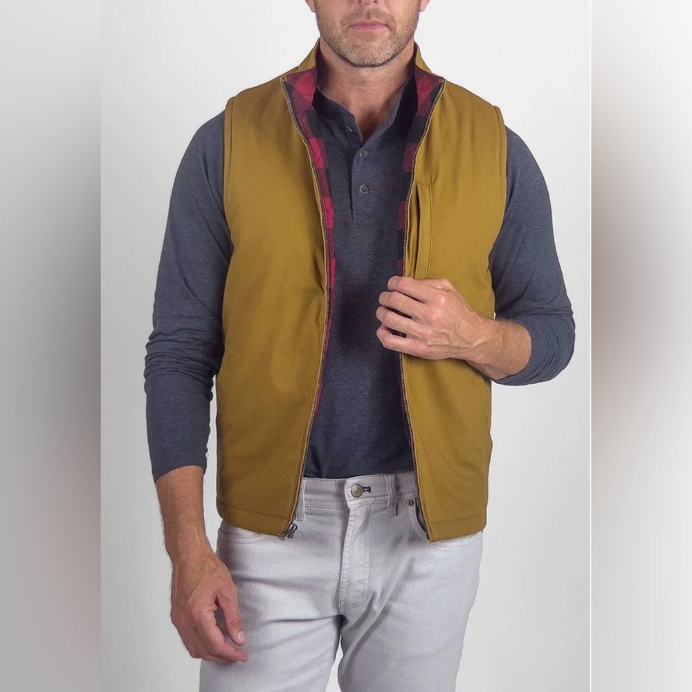 Tailor Vintage Men's Bronze Brown Canvas Vest with Flannel Lining new with tags